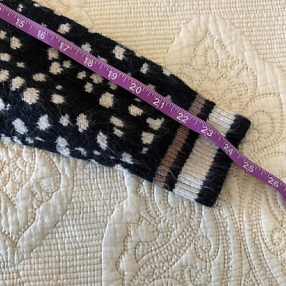 Saltwater LUXE cozy nubby warm crew neck polka dot black sweater women's large - Picture 7 of 8